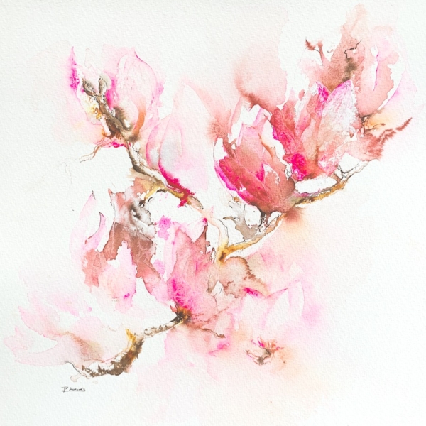 Magnolias - abstract flowers - FRAMED