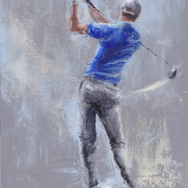 Male Golfer, painting by Zuzana Edwards