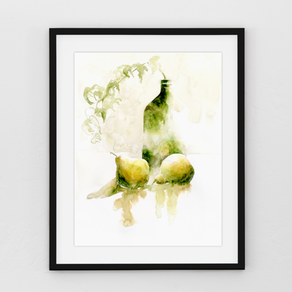 Pears, still life painting by Zuzana Edwards, work on paper