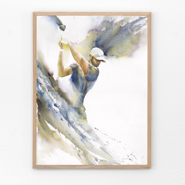 Swing by Zuzana Edwards, male golfer figure painting