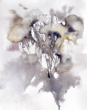 Dandelions by Zuzana Edwards, abstract flowers, fine art print 12 x 16 in (30.5 x 40.5 cm).