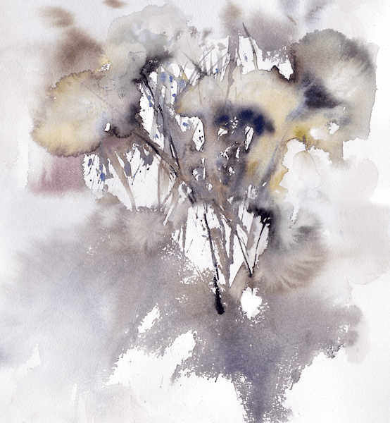 Dandelions by Zuzana Edwards, abstract flowers, fine art print 12 x 16 in (30.5 x 40.5 cm).
