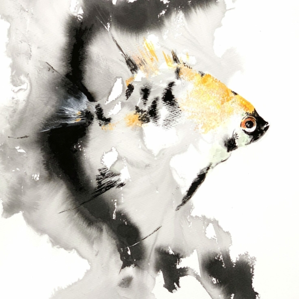 Angelfish by Zuzana Edwards, minimalist tropical fish painting