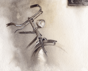 Favourite Ride by Zuzana Edwards, vintage bike study in watercolour.