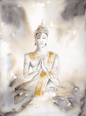 Budha, watercolour painting 12 x 16 inch (31 x 41 cm)