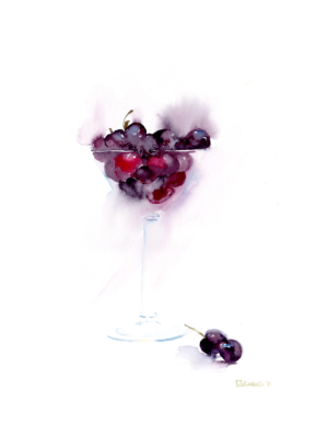 Cherry Martini by Zuzana Edwards, contemporary original painting 11 x 15 in (28 x 38 cm).