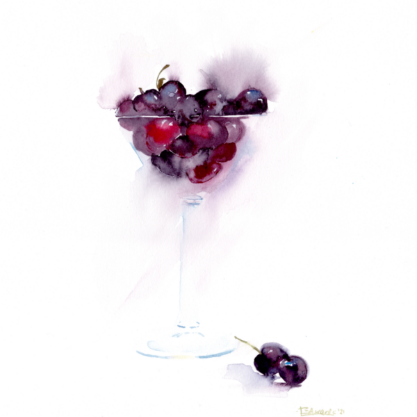 Cherry Martini by Zuzana Edwards, contemporary original painting 11 x 15 in (28 x 38 cm).