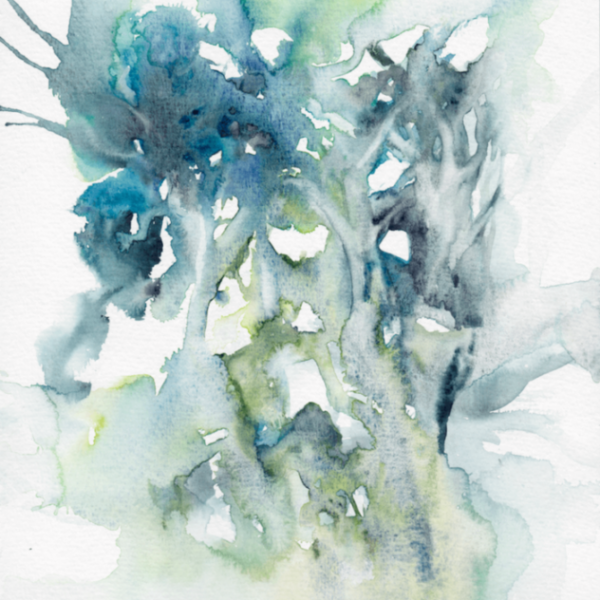 Abstract Greens by Zuzana Edwards, watercolour abstract painting