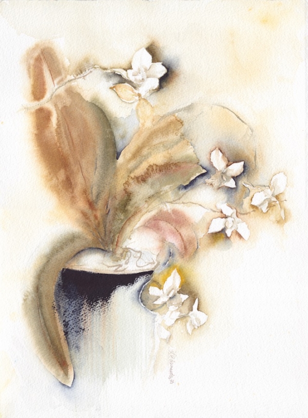Fading Orchid by Zuzana Edwards, watercolour floral painting