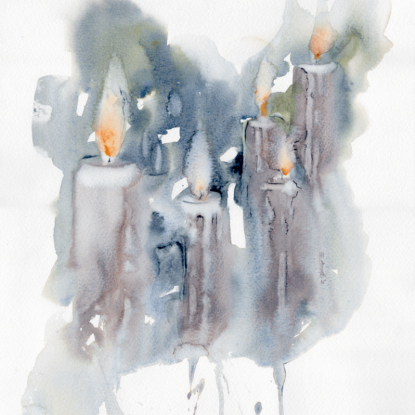 Candles by Zuzana Edwards, Candles watercolour abstract, 42 x 29