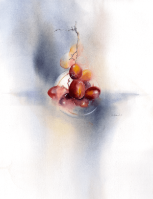 Grapes by Zuzana Edwards, Still Life original watercolour, 11 x 15 inch (28 x 38 cm).