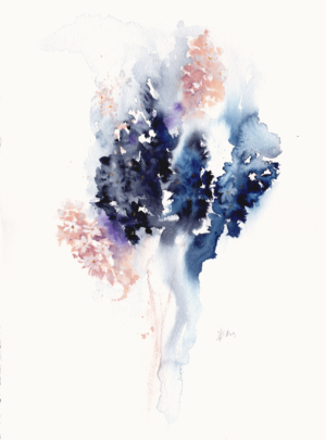 Hyacinth by Zuzana Edwards, Abstract floral watercolour, 28 x 38 cm