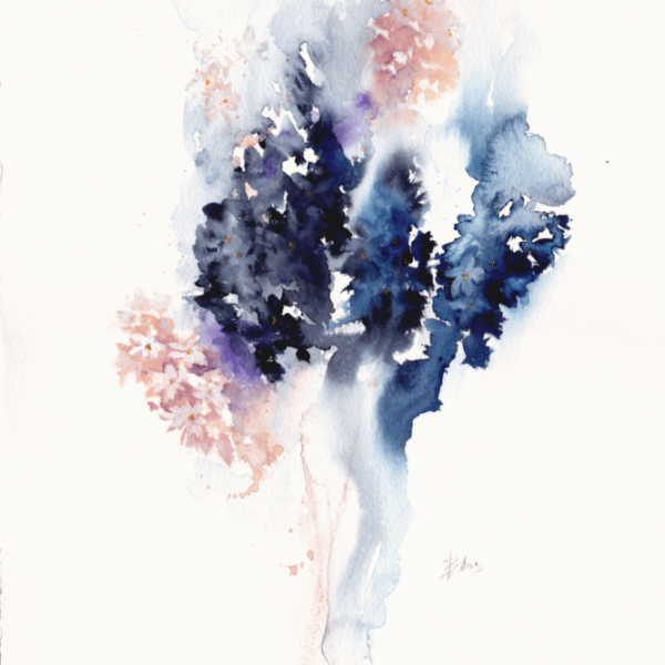 Hyacinth by Zuzana Edwards, Abstract floral watercolour, 28 x 38 cm