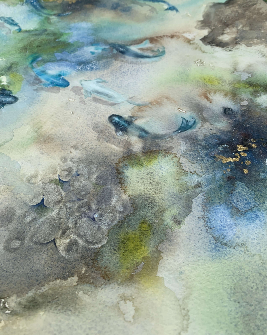 Blue Koi, original painting by Zuzana Edwards