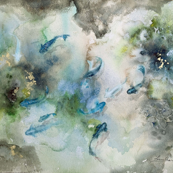 Blue Koi, original painting by Zuzana Edwards