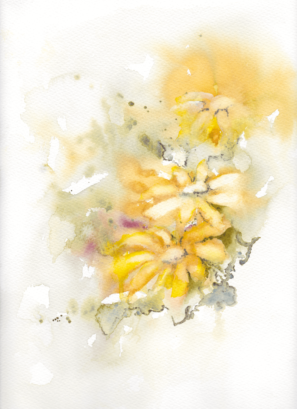 Mellow Yellow by Zuzana Edwards, abstract flower painting