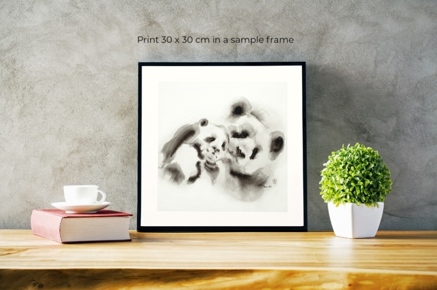 Pandas, artwork by Zuzana Edwards- Print in a sample frame