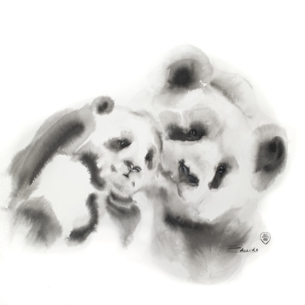 Pandas - Japanese Sumi ink painting