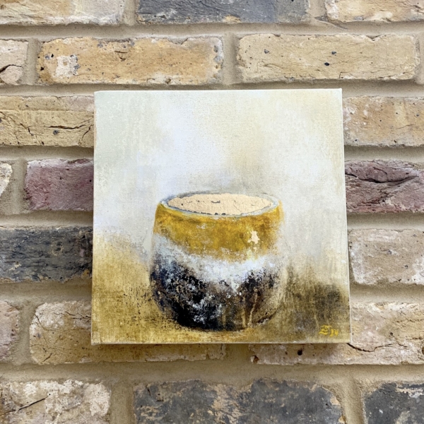 Pot with Gold Leaf by Zuzana Edwards, painting on canvas