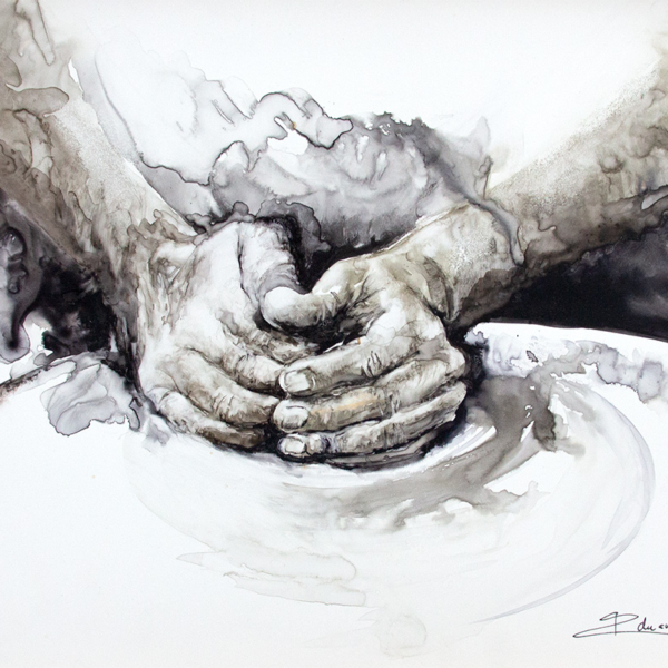 'Throwing' by Zuzana Edwards, framed painting