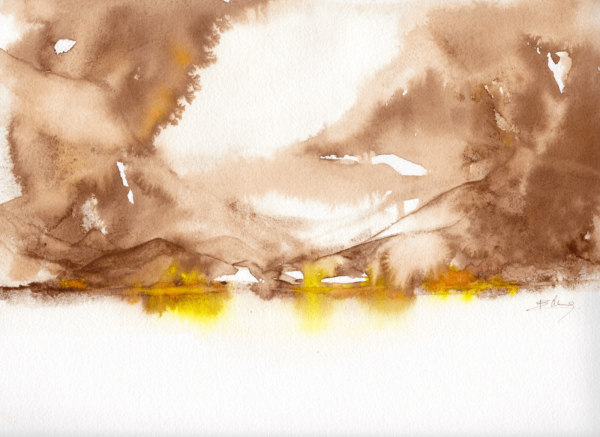 Walnut Mountains by Zuzana Edwards, Abstract Landscape, 9 x 12 inch (23 x 30 cm).